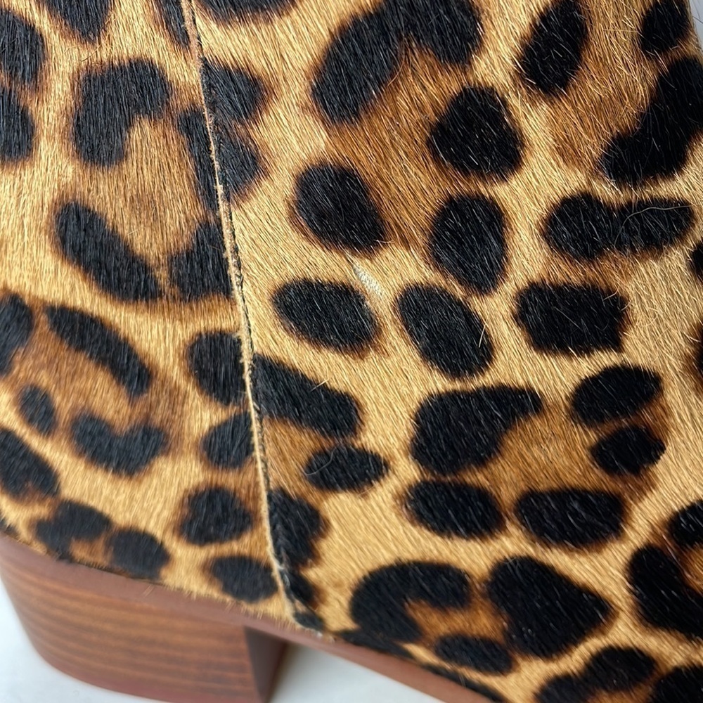 J Crew Walker Leopard Calf Hair Ankle Boots 6.5 - Picture 4 of 9